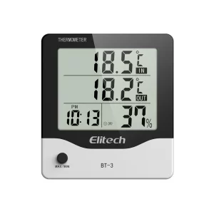 elitech bt 3 lcd indooroutdoor digital hygrometer thermometer humidity monitor with clock and minmax value 666783 1024x1024