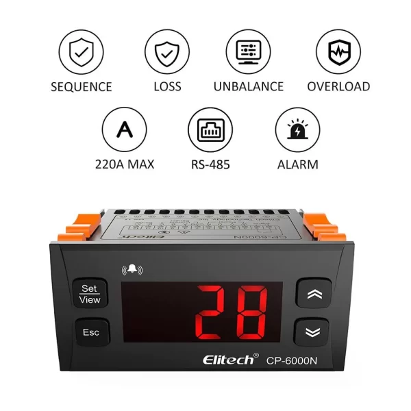 elitech cp 6000n current monitoring relays overload relays phase monitoring relays temperature control rs 485 communication 2 80a 30 200aelitech technology inc