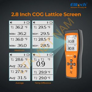 elitech dual digital thermocouple temperature thermometer with 2 k type thermocouple probe wide range 589320f 2 k type thermocouples measurement 58 to 4820f ict 522943 1024x1024