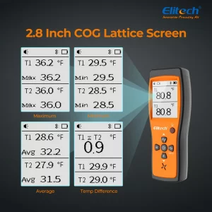 elitech dual digital thermocouple temperature thermometer with 2 k type thermocouple probe wide range 589320f 2 k type thermocouples measurement 58 to 4820f ict 699650 1024x1024