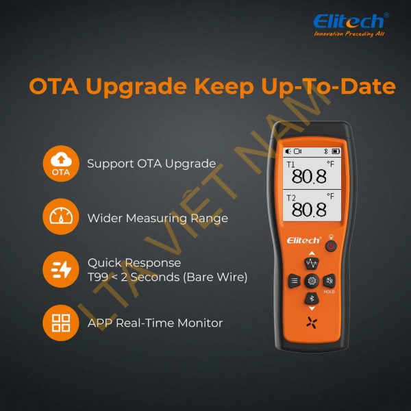 elitech dual digital thermocouple temperature thermometer with 2 k type thermocouple probe wide range 589320f 2 k type thermocouples measurement 58 to 4820f ict