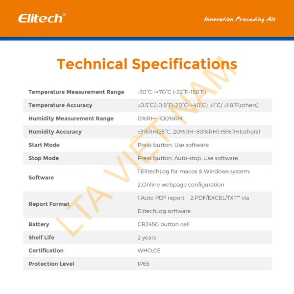 elitech loget 1 th single use temperature and humidity data loggerelitech technology inc