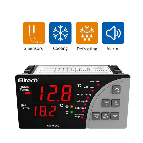 elitech mtc 5060 digital temperature controller universal thermostat cold room refrigerator cooling defrostelitech technology inc