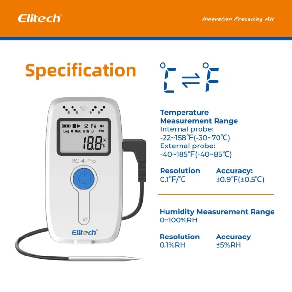 elitech pdf usb digital temperature data logger reuseable recorder ddl 64000 points high accuracy shadow data built in buzzer auto pdf csv report windowsmacos s
