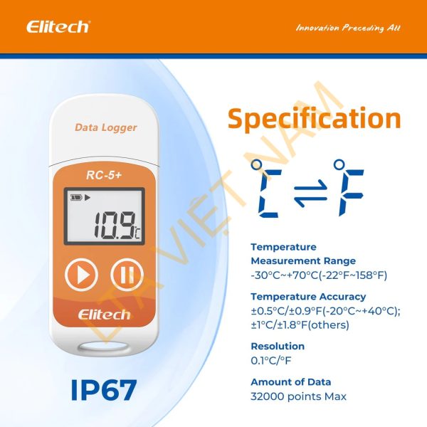 elitech rc 5 reusable usb temperature data logger with auto pdf reportelitech technology inc