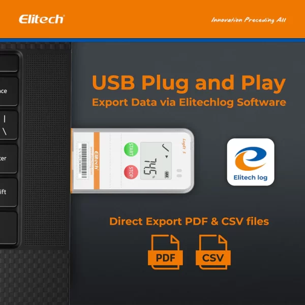 elitech usb digital temperature humidity data logger with shadow data reusable recorder 32000 points auto pdf csv report for windowsmacos refrigerator thermomet