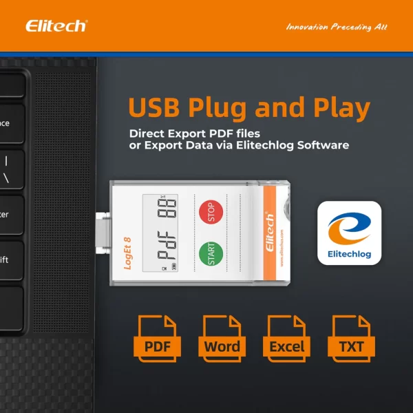 elitech usb temperature humidity data logger reusable temperature recorder digital refrigerator thermometer high accuracy auto pdf report usb port 32000 points